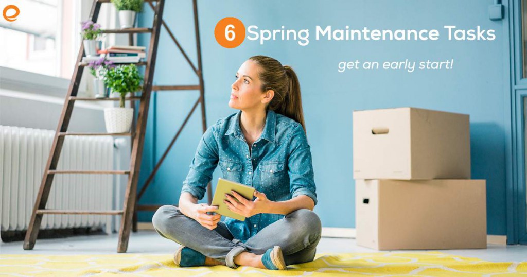 6SpringMainenance Woman sitting cross legged on the floor looking at her home repairs