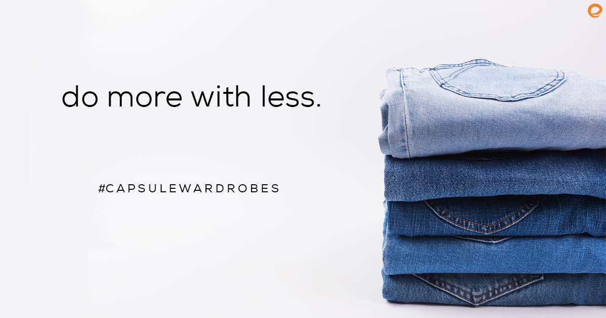 Stack of four pairs of jeans