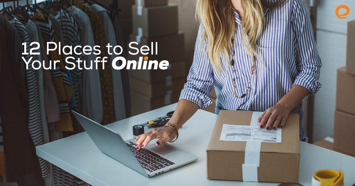 Woman packing a box to ship